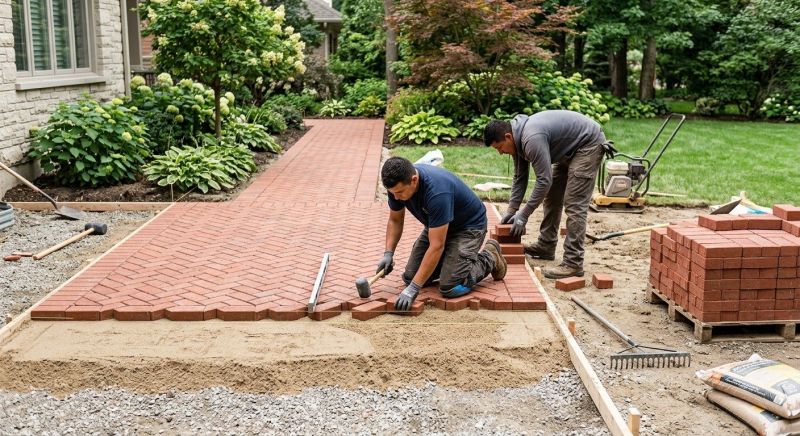 Brick Hardscape Installation in Lancaster, MA