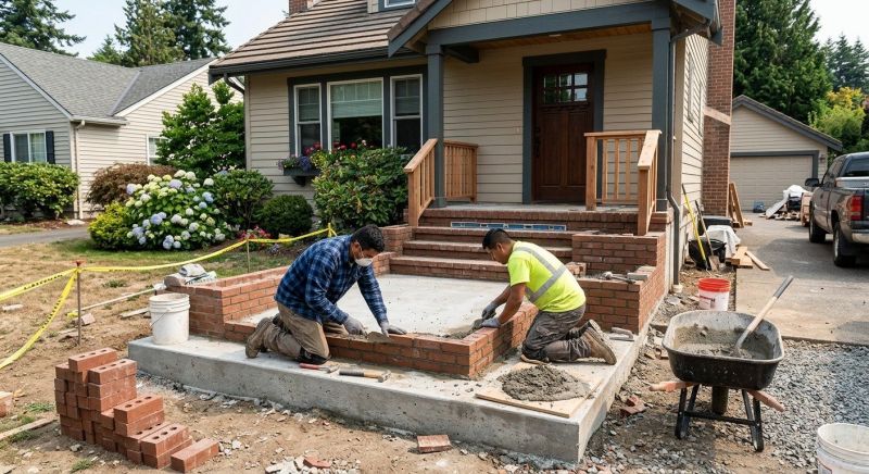 Brick Porch Installation in Framingham, MA